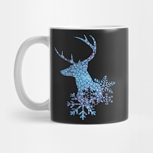 Christmas Snowflake Blue Gradient Deer Mug